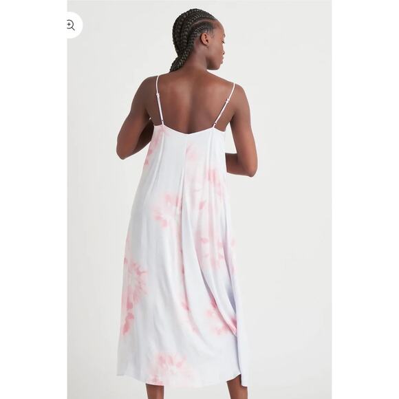 Dex Tie Dye Satin Slip Midi Dress Pink - Picture 2 of 8